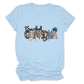 Detail of the high-quality Baseball Grandma print on a light blue cotton crewneck t-shirt - S / Light Blue