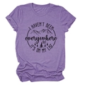 Lila meliertes T-Shirt mit Berg-Print und I haven't been everywhere Schriftzug - Lila (Schwarzer Text)