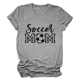 Detailed view of Soccer Mom print on a grey cotton t-shirt with creative football graphic - S / Dark Gray