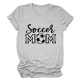 Detail of grey Soccer Mom t-shirt featuring football print and rolled cuffs - S / Light Gray