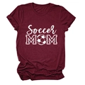 Detail of burgundy Soccer MOM t-shirt with football print on knit cotton fabric - S / Burgundy