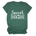 Detailed flat lay of green Soccer MOM cotton t-shirt with creative football graphic print - S / Vintage Green