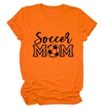 Detail of rolled cuffs and Soccer MOM print on bright orange cotton t-shirt - S / Orange