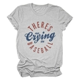 Close-up of vintage distressed 'THERE'S NO CRYING IN BASEBALL' print on grey T-shirt - S / Light Gray