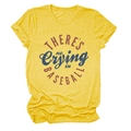 Close-up of yellow cotton t-shirt with vintage 'There's No Crying In Baseball' slogan - Yellow