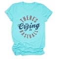 Classic crewneck baseball t-shirt in lake blue with retro graphic print design - Deep Water Blue