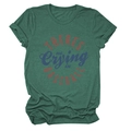 Detail of There's No Crying In Baseball graphic on dark green heather cotton t-shirt - Vintage Green