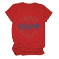 Close-up of red cotton t-shirt featuring There's No Crying In Baseball graphic print - Red