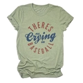 Detail of green cotton t-shirt featuring vintage baseball letter print and round neck - Olive Green