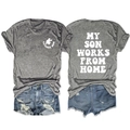 Detail van grijs grafisch T-shirt en distressed denim short met tekstprint set - S / Tops / Donkergrijs (Witte print)
