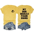 Detail van de voor- en achterkant van een zomer-T-shirt en een gescheurde denim short - S / Tops / Geel