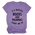 Detail of purple heather fabric texture and book quote print on the short sleeve t-shirt - Purple (Black Text)