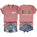 Rosa Krankenschwester T-Shirt mit Leopardenmuster und zerfetzten Denim Shorts im Set - S / Roségold