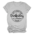 Detail of grey cotton T-shirt featuring black slogan print with stars on white background - Light Gray (Black Font)