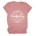 Detail of the white slogan print on a dusty rose cotton blend crew neck t-shirt - Rose Gold (White Font)