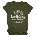 Detail of army green cotton T-shirt featuring white slogan print and cuffed sleeves - Army Green (White Font)
