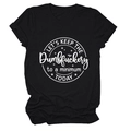 Detailed flat lay of black crew neck T-shirt with white circular slogan print - Black (White Font)
