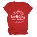Close-up of red crew neck cotton T-shirt with white Let's Keep the Dumbfuckery print - Red (White Font)