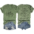 Vue avant et arrière du t-shirt vert col en V et du short en jean aux bords effilochés - Vert Olive (Police Noire)