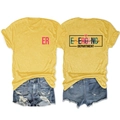 T-shirt jaune à imprimé Emergency Department, vues de face et de dos sur fond blanc - Jaune (Graphique Noir)