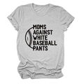 Détail du t-shirt décontracté gris avec imprimé Moms Against White Baseball Pants en noir - Gris Clair (Texte Noir)