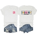 Vues avant et arrière du t-shirt blanc Emergency Department avec short en jean déchiré - Blanc (Graphique Noir)
