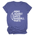 Détail du t-shirt gris chiné avec imprimé Moms Against White Baseball Pants de qualité - Bleu Rétro (Texte Blanc)