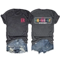 Ensemble T-shirt Emergency Department gris foncé et short en jean avec imprimé - Gris Chiné Noir (Graphique Blanc)