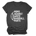 T-shirt gris foncé ample avec slogan Moms Against White Baseball Pants et graphique - Gris Anthracite (Texte Blanc)