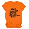 Gros plan d'un t-shirt en coton orange avec slogan de baseball noir imprimé - Orange (Texte Noir)