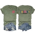 Vue recto-verso de l'imprimé Emergency Department sur t-shirt vert chiné avec short - Vert Olive (Graphique Noir)