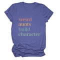 Lila meliertes T-Shirt mit buntem Weird Aunts Build Character Schriftzug Motiv - S / Oberteile / Vintage-Blau