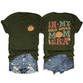 Detailed front and back view of olive green sour dough mom era t-shirt with shorts - Army Green