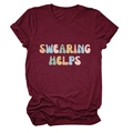 Detail of artistic lettering print on comfortable burgundy crew neck t-shirt - S / Burgundy