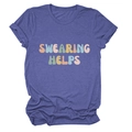Close-up of the vintage 'SWEARING HELPS' typography on a comfortable crew neck t-shirt - S / Vintage Blue