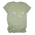Close-up of Sage Green heathered fabric texture and colorful Swearing Helps text print - S / Olive Green