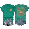 Front and back view of green sourdough mom era t-shirt with baking tools illustration - Dark Green