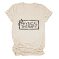 Dettaglio della stampa Physical Therapy con motivo leopardato su t-shirt in cotone beige - S / Sabbia (Font Nero)