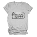 Detail of grey physical therapy t-shirt with black frame and leopard print design - Light Gray (Black Font)