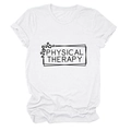 Close-up of white cotton T-shirt featuring black Physical Therapy text and leopard print - White (Black Font)