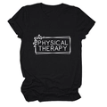 Detail of cotton crewneck t-shirt with Physical Therapy print and leopard accent - Black (White Font)