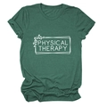 Flat lay of forest green physical therapy t-shirt with leopard print text details - Retro Green (White Font)