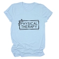 Detail of the leopard print pattern and Physical Therapy text on light blue t-shirt - Light Blue (Black Font)