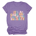 Purple cotton T-shirt featuring It's a Good Day for Speech Therapy colorful bubble text - Purple
