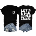 Vista fronte e retro della t-shirt nera con stampa calcio e pantaloncini denim - Taglia S / Top / Nero