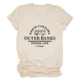 Detail of North Carolina Outer Banks vintage van print on oatmeal cotton T-shirt - S / Sand (Black Font)