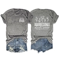 Flachbild von grauem Grafik-T-Shirt und Distressed-Denim-Shorts mit Vorder- und Rückendruck - S / Dunkelgrau (Weißes Muster)