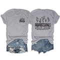Front and back detail of gray cotton t-shirt with floral print and paraprofessional slogan - S / Tops / Light Gray