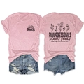 Close-up of pink Paraprofessional floral print t-shirt and frayed denim shorts - S / Tops / Pink