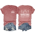 Front and back detail of brick red t-shirt with floral paraprofessionals quote print - S / Tops / Rose Gold